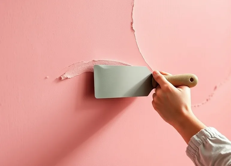 Application d'un enduit décoratif à la lisseuse sur un mur